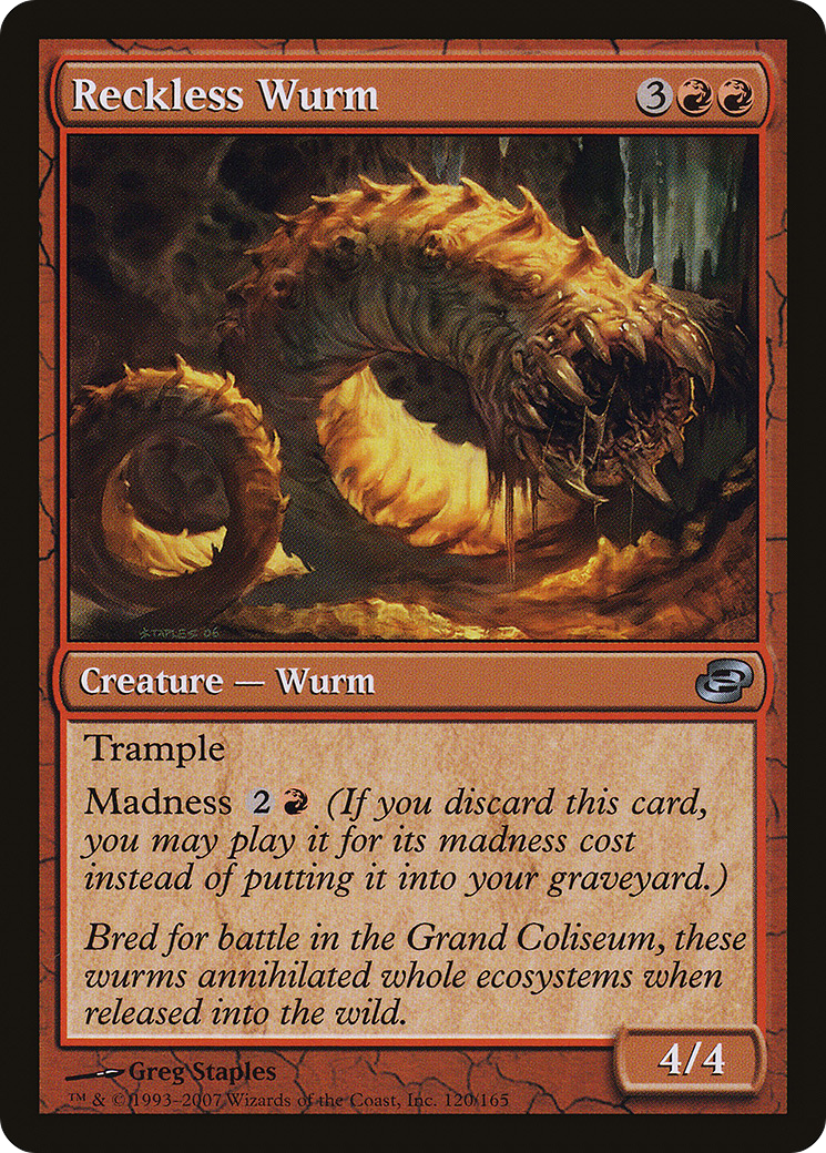 Reckless Wurm (PLC-120) - Planar Chaos: (colorshifted) Foil - Premium MTG Single from Wizards of the Coast - Just $2.40! Shop now at Game Crave Tournament Store