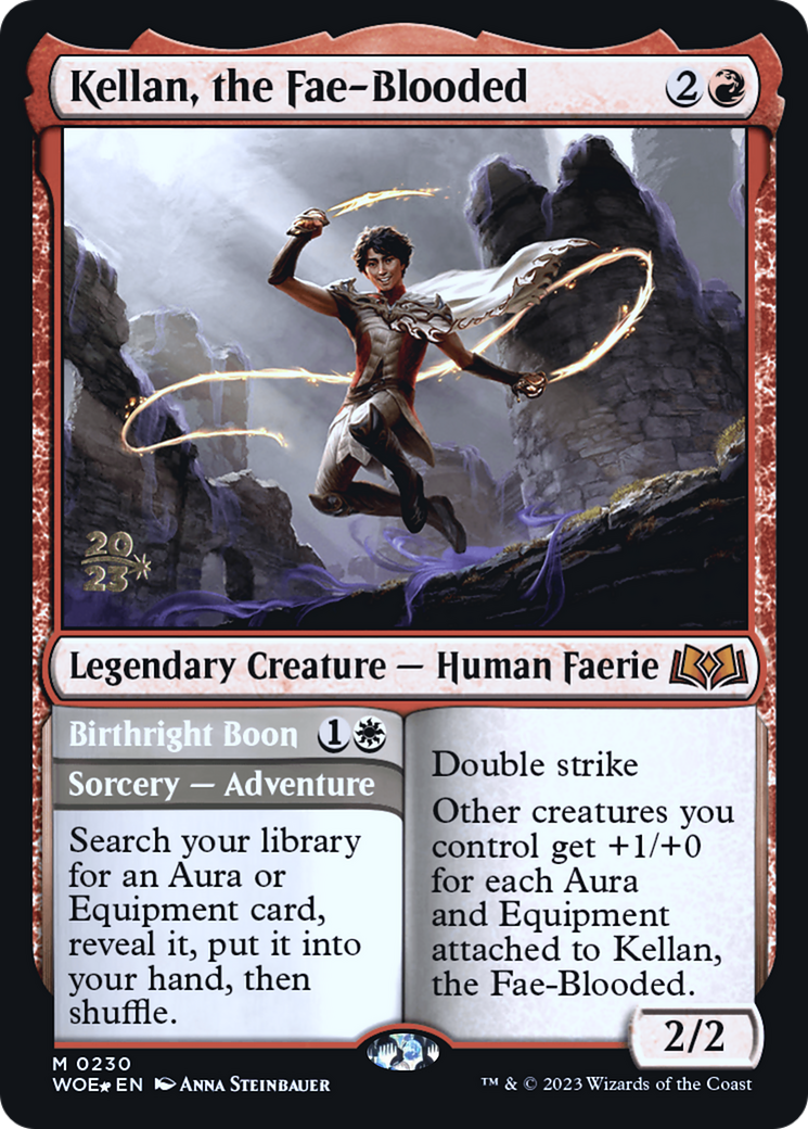 Kellan, the Fae-Blooded // Birthright Boon (PWOE-230S) - Wilds of Eldraine Promos Foil - Premium MTG Single from Wizards of the Coast - Just $1.06! Shop now at Game Crave Tournament Store