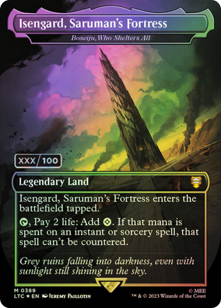 Boseiju, Who Shelters All (LTC-389Z) - Tales of Middle-earth Commander / Isengard, Saruman's Fortress (Borderless) Foil - Premium MTG Single from Wizards of the Coast - Just $559.98! Shop now at Game Crave Tournament Store