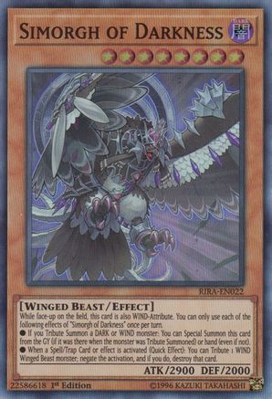 Simorgh of Darkness (RIRA-EN022) - Rising Rampage Unlimited - Premium Yugioh Single from Konami - Just $0.25! Shop now at Game Crave Tournament Store