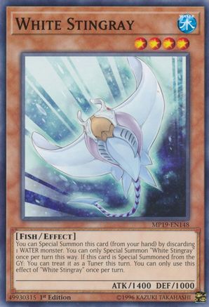 White Stingray (MP19-EN148) - 2019 Gold Sarcophagus Tin Mega Pack Unlimited - Premium Yugioh Single from Konami - Just $0.25! Shop now at Game Crave Tournament Store