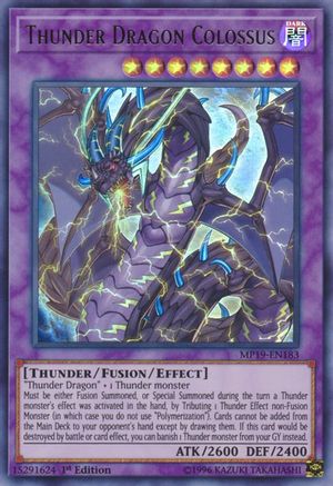 Thunder Dragon Colossus (MP19-EN183) - 2019 Gold Sarcophagus Tin Mega Pack 1st Edition - Premium Yugioh Single from Konami - Just $0.58! Shop now at Game Crave Tournament Store