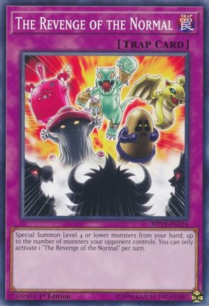 The Revenge of the Normal (MP19-EN214) - 2019 Gold Sarcophagus Tin Mega Pack 1st Edition - Premium Yugioh Single from Konami - Just $0.25! Shop now at Game Crave Tournament Store