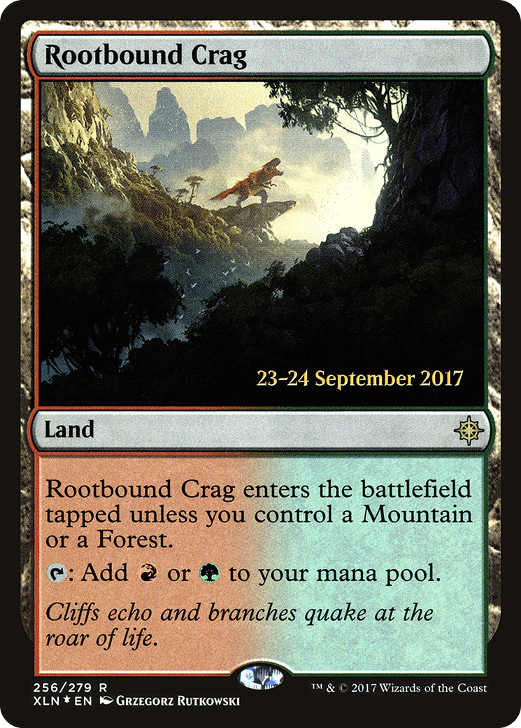Rootbound Crag (PXLN-256S) - Ixalan Promos Foil - Premium MTG Single from Wizards of the Coast - Just $6.33! Shop now at Game Crave Tournament Store