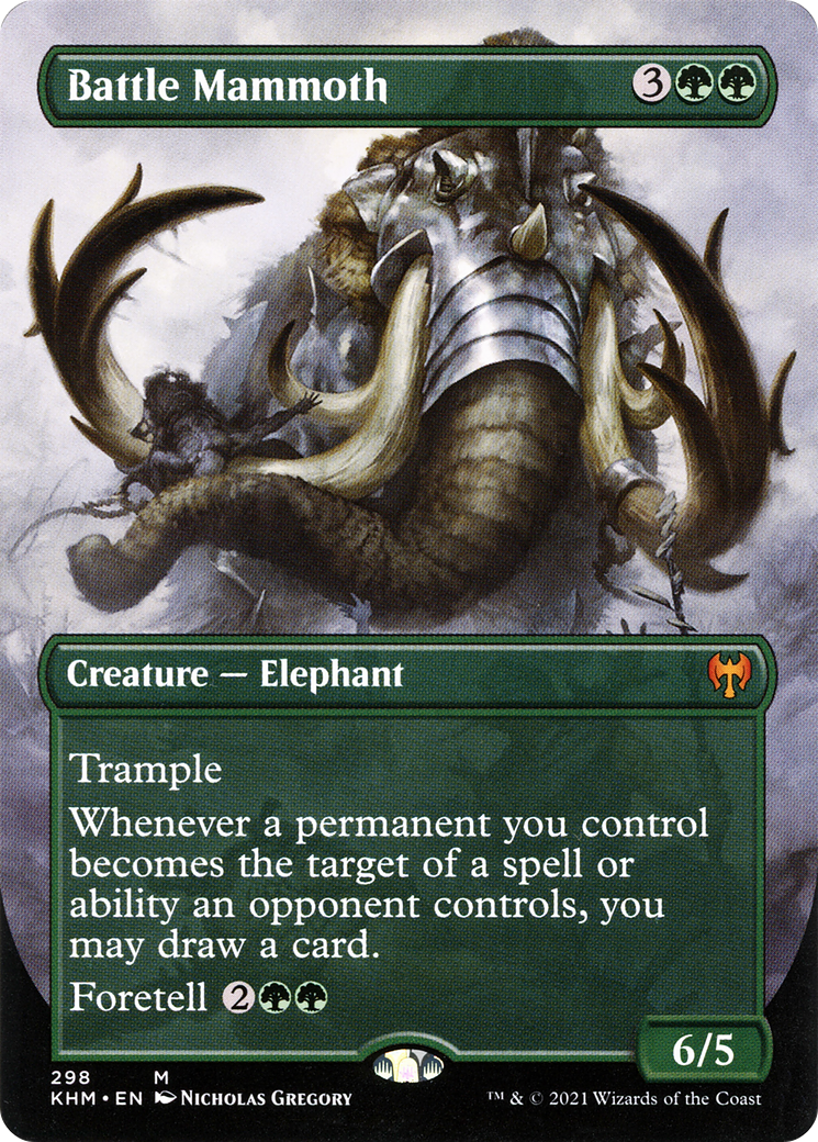 Battle Mammoth (KHM-298) - Kaldheim (Borderless) - Premium MTG Single from Wizards of the Coast - Just $0.34! Shop now at Game Crave Tournament Store