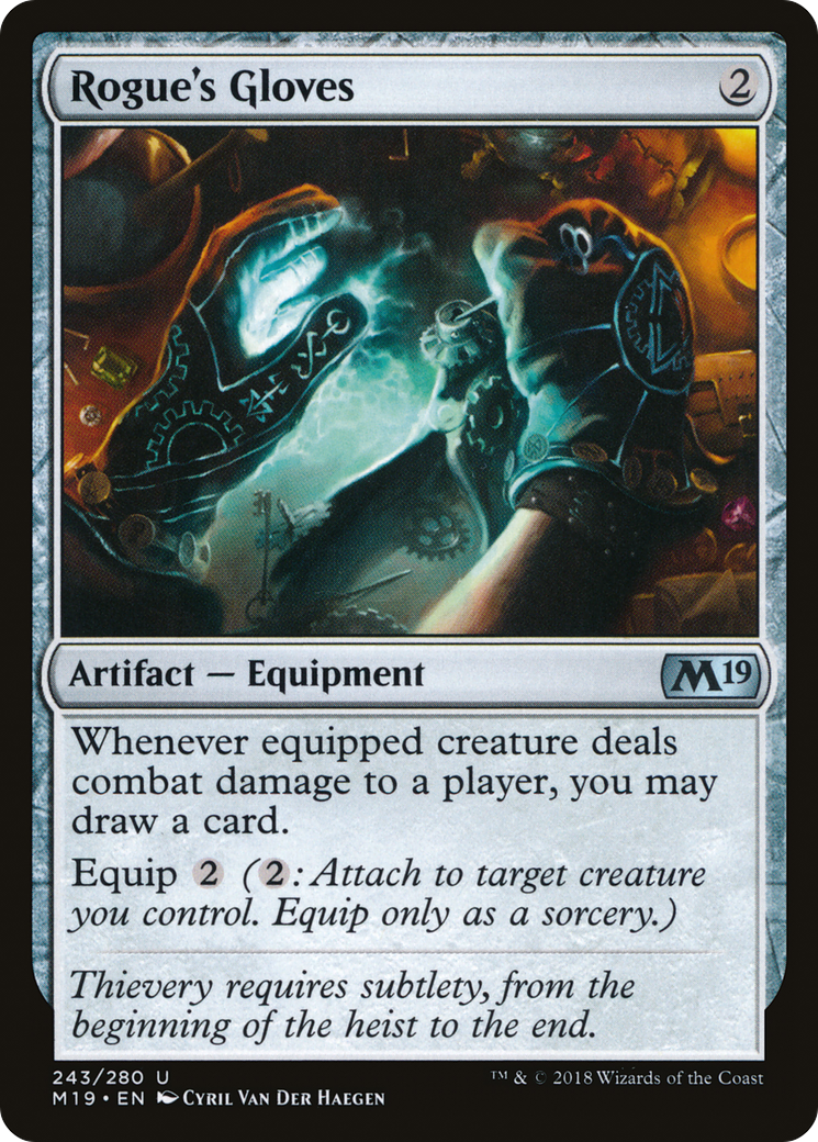 Rogue's Gloves (M19-243) - Core Set 2019 Foil - Premium MTG Single from Wizards of the Coast - Just $1.47! Shop now at Game Crave Tournament Store