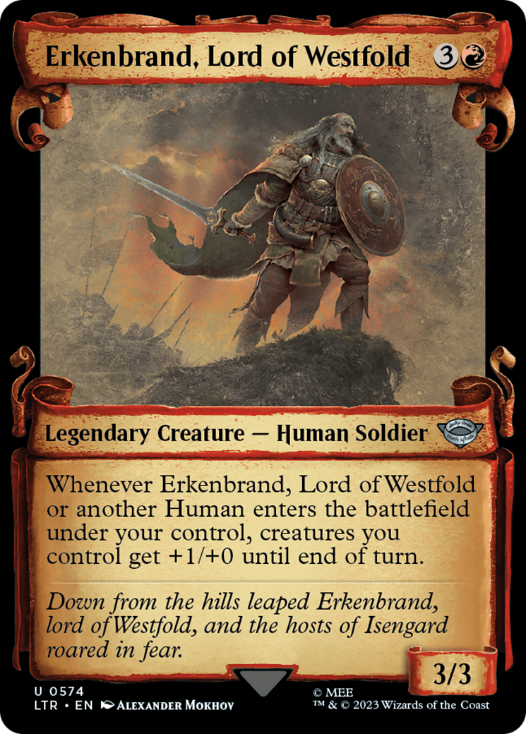 Erkenbrand, Lord of Westfold (LTR-574) - The Lord of the Rings: Tales of Middle-earth: (Showcase) Foil - Premium MTG Single from Wizards of the Coast - Just $0.08! Shop now at Game Crave Tournament Store
