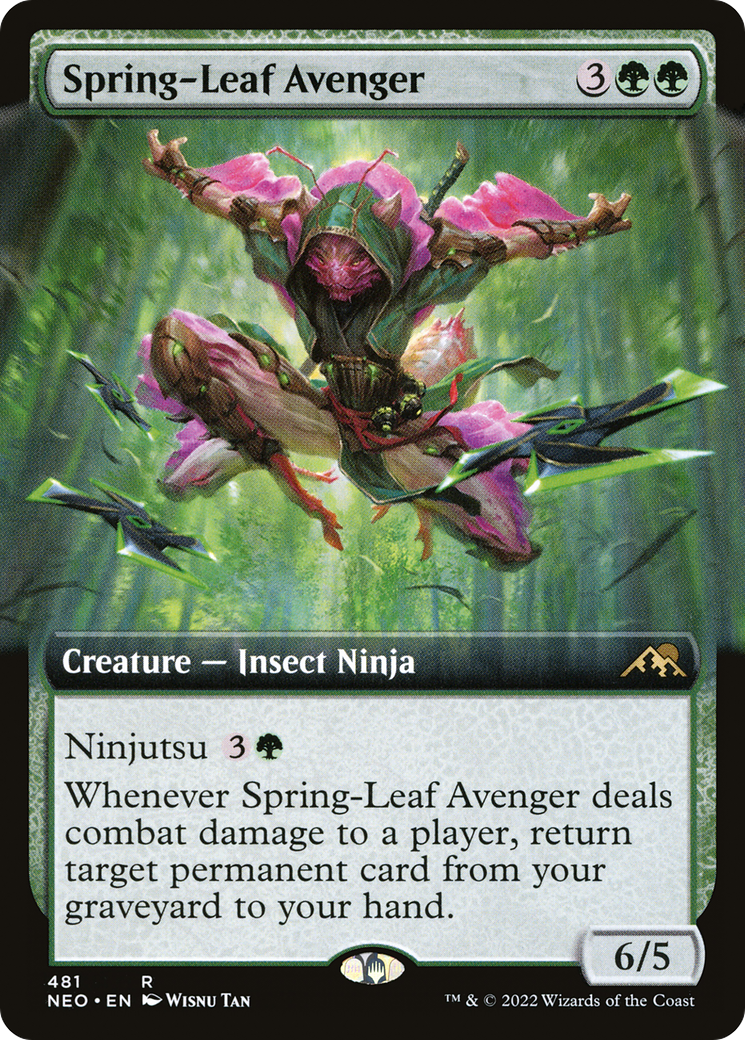 Spring-Leaf Avenger (NEO-481) - Kamigawa: Neon Dynasty: (Extended Art) Foil - Premium MTG Single from Wizards of the Coast - Just $0.33! Shop now at Game Crave Tournament Store