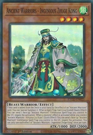 Ancient Warriors - Ingenious Zhuge Kong (ETCO-EN023) - Eternity Code 1st Edition - Premium Yugioh Single from Konami - Just $0.26! Shop now at Game Crave Tournament Store