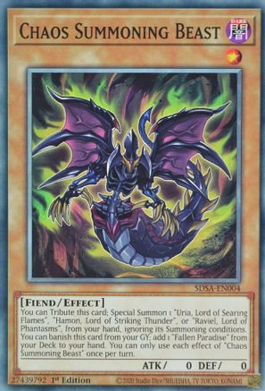 Chaos Summoning Beast (SDSA-EN004) - Structure Deck: Sacred Beasts 1st Edition - Premium Yugioh Single from Konami - Just $0.08! Shop now at Game Crave Tournament Store