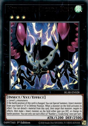 Number 3: Cicada King (BLAR-EN028) - Battles of Legend: Armageddon 1st Edition - Premium Yugioh Single from Konami - Just $0.67! Shop now at Game Crave Tournament Store