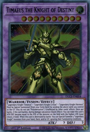 Timaeus the Knight of Destiny (DLCS-EN054) - Dragons of Legend: The Complete Series 1st Edition - Premium Yugioh Single from Konami - Just $0.51! Shop now at Game Crave Tournament Store