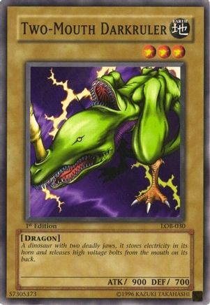 Two-Mouth Darkruler (LOB-030) - The Legend of Blue Eyes White Dragon 1st Edition - Premium Yugioh Single from Konami - Just $1.56! Shop now at Game Crave Tournament Store