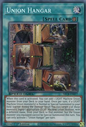 Union Hangar (Secret) (SBCB-EN077) - Speed Duel: Battle City Box 1st Edition - Premium Yugioh Single from Konami - Just $4.09! Shop now at Game Crave Tournament Store