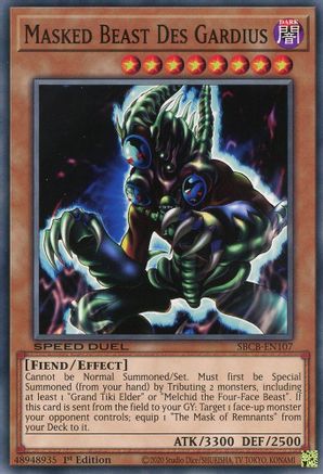 Masked Beast Des Gardius (SBCB-EN107) - Speed Duel: Battle City Box 1st Edition - Premium Yugioh Single from Konami - Just $0.32! Shop now at Game Crave Tournament Store