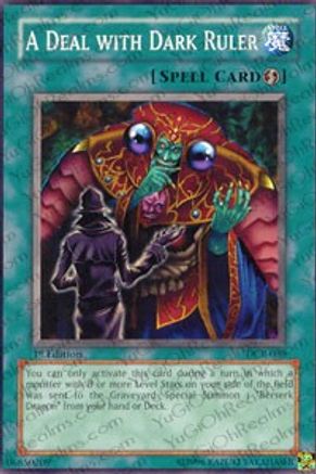 A Deal with Dark Ruler (DCR-030) - Dark Crisis 1st Edition - Premium Yugioh Single from Konami - Just $0.72! Shop now at Game Crave Tournament Store