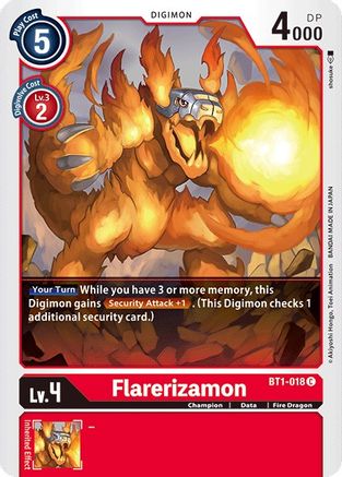 Flarerizamon (BT1-018) - Release Special Booster - Premium Digimon Single from Bandai - Just $0.13! Shop now at Game Crave Tournament Store