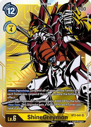 ShineGreymon (Alternate Art) (BT2-041) - Release Special Booster Foil - Premium Digimon Single from Bandai - Just $1.76! Shop now at Game Crave Tournament Store