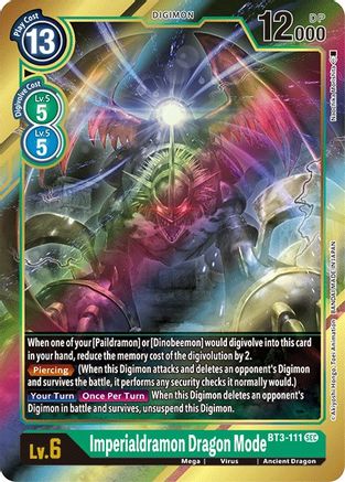 Imperialdramon Dragon Mode (Secret Rare) (Alternate Art) (BT3-111) - Release Special Booster Foil - Premium Digimon Single from Bandai - Just $0.46! Shop now at Game Crave Tournament Store