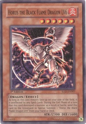 Horus the Black Flame Dragon LV6 (SOD-EN007) - Soul of the Duelist Unlimited - Premium Yugioh Single from Konami - Just $4.35! Shop now at Game Crave Tournament Store