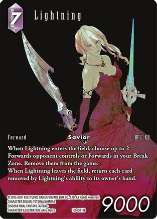 Lightning - 13-081 (Full Art) (OPUS XIII: CRYSTAL RADIANCE) Foil - Premium Final Fantasy Single from Opus XIII: Crystal Radiance - Just $102.44! Shop now at Game Crave Tournament Store