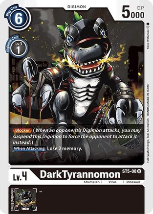 DarkTyrannomon (ST5-08) - Starter Deck 05: Machine Black - Premium Digimon Single from Bandai - Just $0.26! Shop now at Game Crave Tournament Store
