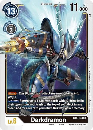 Darkdramon (BT4-074) - Great Legend - Premium Digimon Single from Bandai - Just $0.26! Shop now at Game Crave Tournament Store
