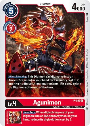 Agunimon - P-029 (P-029) - Digimon Promotion Cards Foil - Premium Digimon Single from Bandai - Just $4.92! Shop now at Game Crave Tournament Store