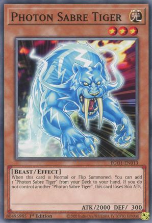 Photon Sabre Tiger (EGO1-EN013) - Egyptian God Deck: Obelisk the Tormentor Unlimited - Premium Yugioh Single from Konami - Just $0.25! Shop now at Game Crave Tournament Store