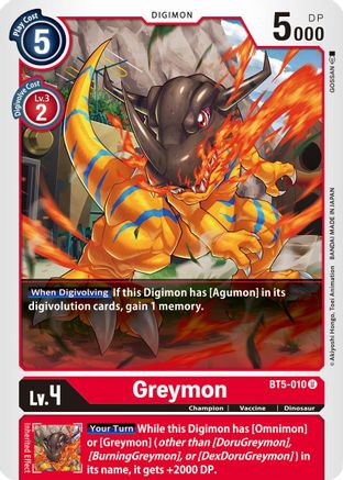 Greymon (BT5-010) - Battle of Omni - Premium Digimon Single from Bandai - Just $0.08! Shop now at Game Crave Tournament Store