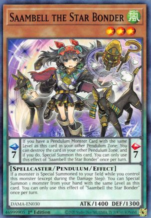 Saambell the Star Bonder (DAMA-EN030) - Dawn of Majesty 1st Edition - Premium Yugioh Single from Konami - Just $0.25! Shop now at Game Crave Tournament Store