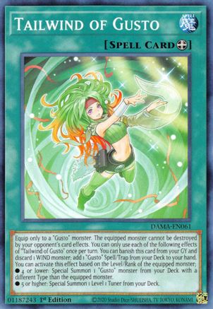 Tailwind of Gusto (DAMA-EN061) - Dawn of Majesty 1st Edition - Premium Yugioh Single from Konami - Just $0.08! Shop now at Game Crave Tournament Store