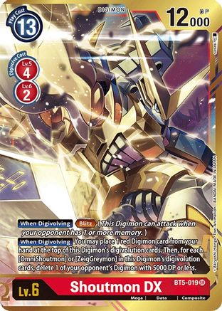 Shoutmon DX (Alternate Art) (BT5-019) - Battle of Omni Foil - Premium Digimon Single from Bandai - Just $0.35! Shop now at Game Crave Tournament Store