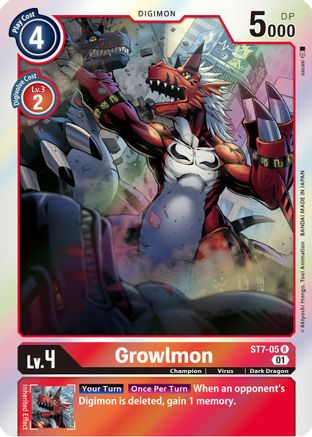 Growlmon (ST7-05) - Starter Deck 07: Gallantmon Foil - Premium Digimon Single from Bandai - Just $0.55! Shop now at Game Crave Tournament Store