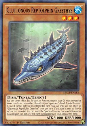 Gluttonous Reptolphin Greethys (MP21-EN183) - 2021 Tin of Ancient Battles 1st Edition - Premium Yugioh Single from Konami - Just $0.08! Shop now at Game Crave Tournament Store