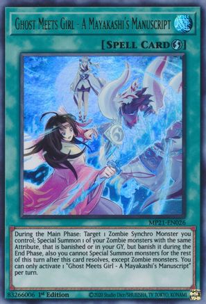 Ghost Meets Girl - A Mayakashi's Manuscript (MP21-EN026) - 2021 Tin of Ancient Battles 1st Edition - Premium Yugioh Single from Konami - Just $0.25! Shop now at Game Crave Tournament Store
