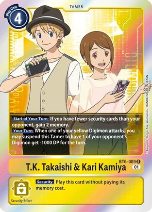 T.K. Takaishi & Kari Kamiya (BT6-089) - Double Diamond Foil - Premium Digimon Single from Bandai - Just $0.30! Shop now at Game Crave Tournament Store