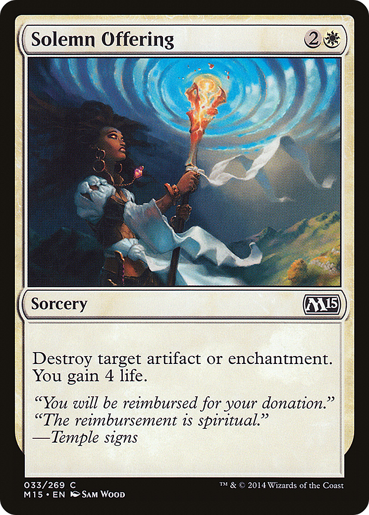 Solemn Offering (M15-033) - Magic 2015 Foil - Premium MTG Single from Wizards of the Coast - Just $0.08! Shop now at Game Crave Tournament Store