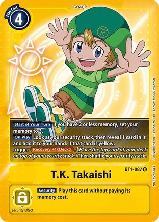 T.K. Takaishi (Official Tournament Pack Vol.3) (BT1-087) - Release Special Booster - Premium Digimon Single from Bandai - Just $1.88! Shop now at Game Crave Tournament Store