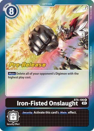 Iron-Fisted Onslaught (BT6-106) - Double Diamond Pre-Release Cards Foil - Premium Digimon Single from Bandai - Just $1.04! Shop now at Game Crave Tournament Store