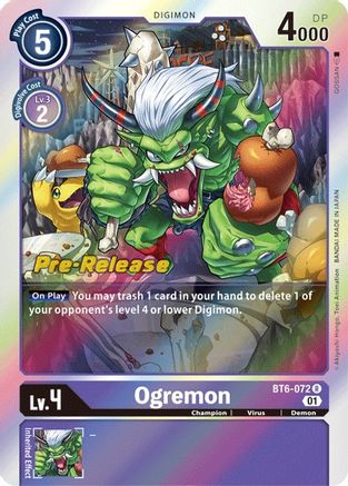 Ogremon (BT6-072) - Double Diamond Pre-Release Cards Foil - Premium Digimon Single from Bandai - Just $0.73! Shop now at Game Crave Tournament Store
