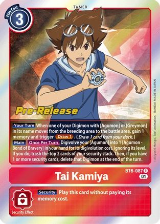 Tai Kamiya (BT6-087) - Double Diamond Pre-Release Cards Foil - Premium Digimon Single from Bandai - Just $0.41! Shop now at Game Crave Tournament Store