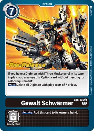 Gewalt Schwarmer (BT6-105) - Double Diamond Pre-Release Cards Foil - Premium Digimon Single from Bandai - Just $1.47! Shop now at Game Crave Tournament Store