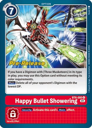 Happy Bullet Showering (BT6-095) - Double Diamond Pre-Release Cards Foil - Premium Digimon Single from Bandai - Just $0.60! Shop now at Game Crave Tournament Store