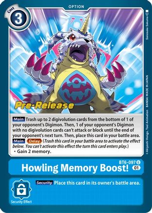 Howling Memory Boost! (BT6-097) - Double Diamond Pre-Release Cards Foil - Premium Digimon Single from Bandai - Just $0.29! Shop now at Game Crave Tournament Store
