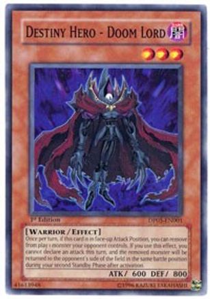 Destiny Hero - Doom Lord (DP05-EN001) - Duelist Pack 5: Aster Phoenix Unlimited - Premium Yugioh Single from Konami - Just $0.25! Shop now at Game Crave Tournament Store