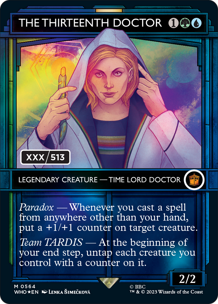 The Thirteenth Doctor (WHO-564Z) - Doctor Who: (Showcase) (Borderless) Foil - Premium MTG Single from Wizards of the Coast - Just $60.59! Shop now at Game Crave Tournament Store