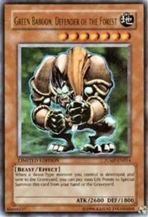 Green Baboon, Defender of the Forest (JUMP-EN014) - Shonen Jump Magazine Promos Limited - Premium Yugioh Single from Konami - Just $11.52! Shop now at Game Crave Tournament Store