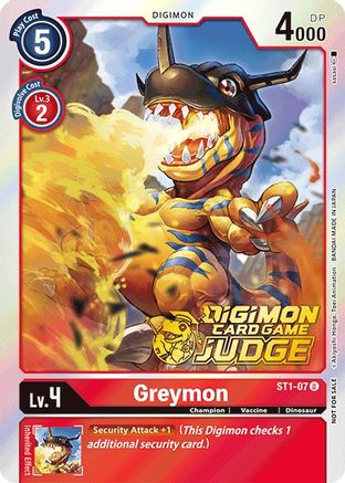 Greymon (Judge Pack 1) (ST1-07) - Starter Deck 01: Gaia Red Foil - Premium Digimon Single from Bandai - Just $2.70! Shop now at Game Crave Tournament Store