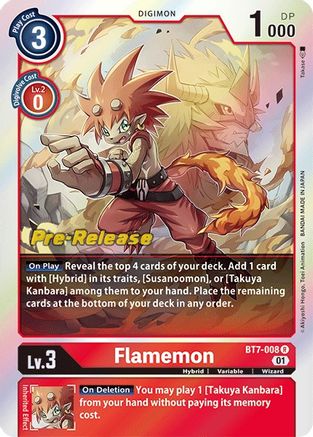 Flamemon (BT7-008) - Next Adventure Pre-Release Cards Foil - Premium Digimon Single from Bandai - Just $1.70! Shop now at Game Crave Tournament Store